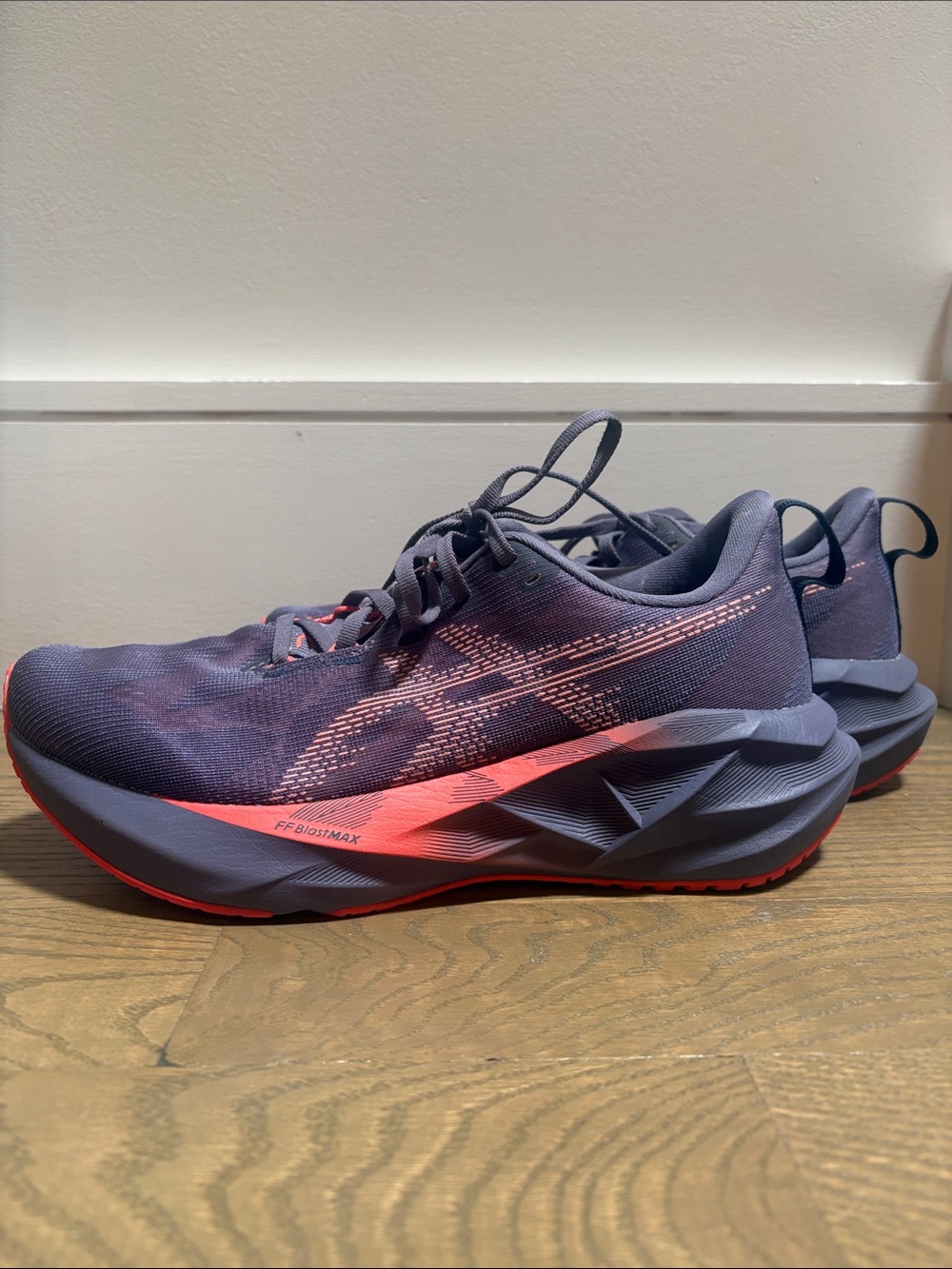 Men's ASICS FF blast max Purple and Coral/Red Cushioned Running Shoes